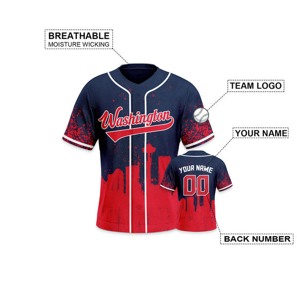 Custom 3D Graffiti Navy Red-White Authentic Baseball Silhouette Jersey