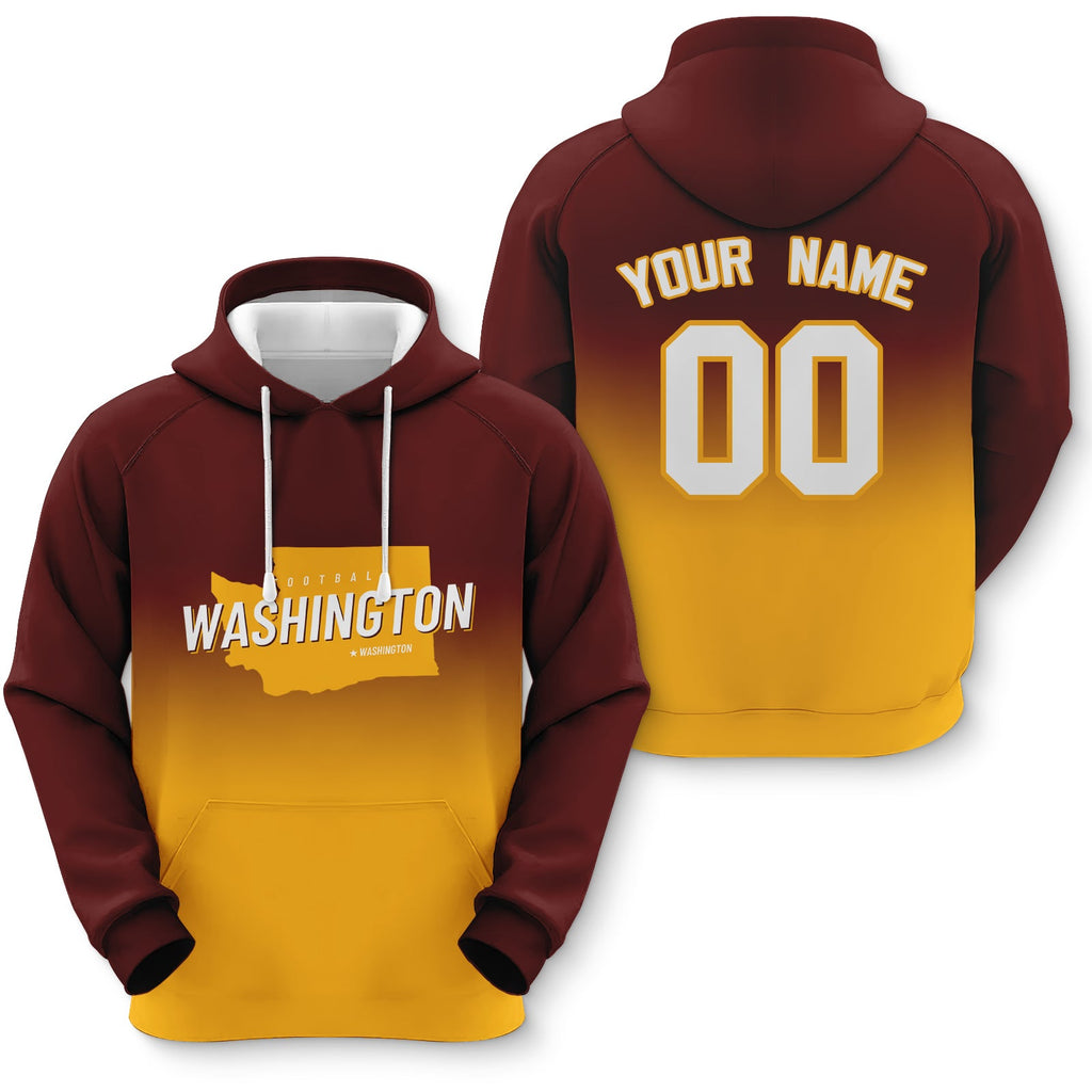 Custom Sports Pullover Sweatshirt City Washington Map Split Fashion Football Hoodie