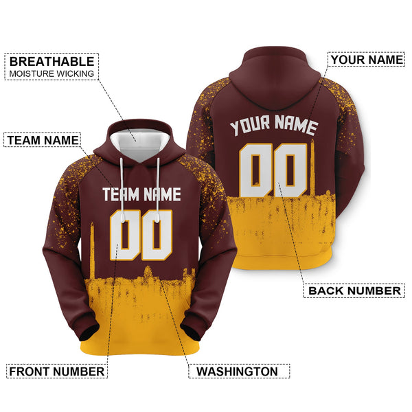 Custom Sports Pullover Sweatshirt  Graffiti City Washington Fashion Football Hoodie