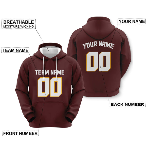 Custom Red White-Gold  Sports Pullover Sweatshirt  Football Hoodie