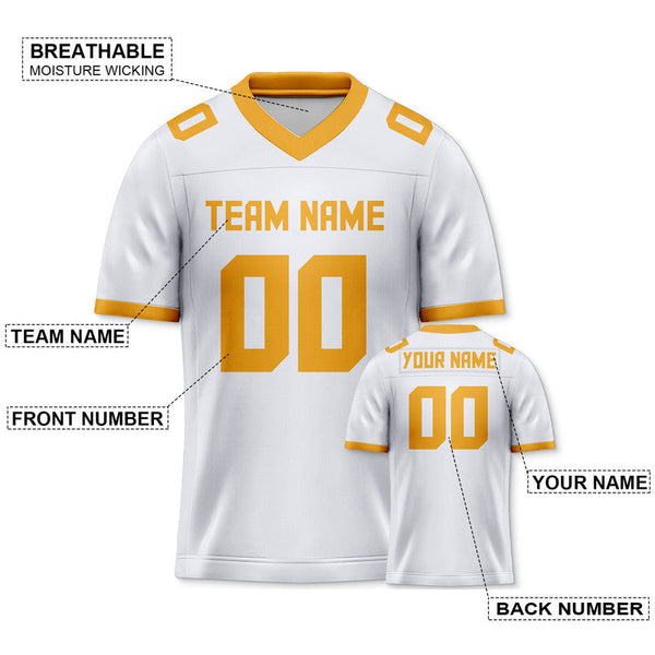 Custom White Gold Mesh Authentic Football Jersey