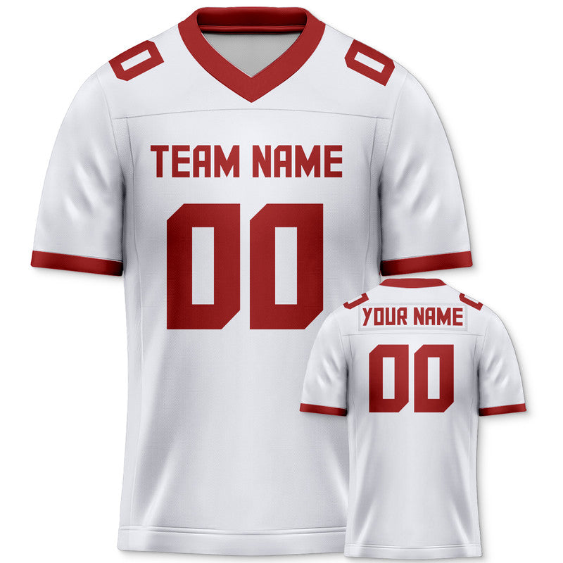 Custom White Crimson Mesh Authentic Football Jersey