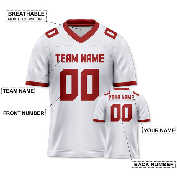 Custom White Crimson Mesh Authentic Football Jersey