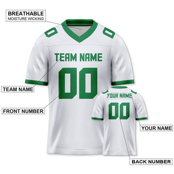 Custom White Green Mesh Authentic Football Jersey