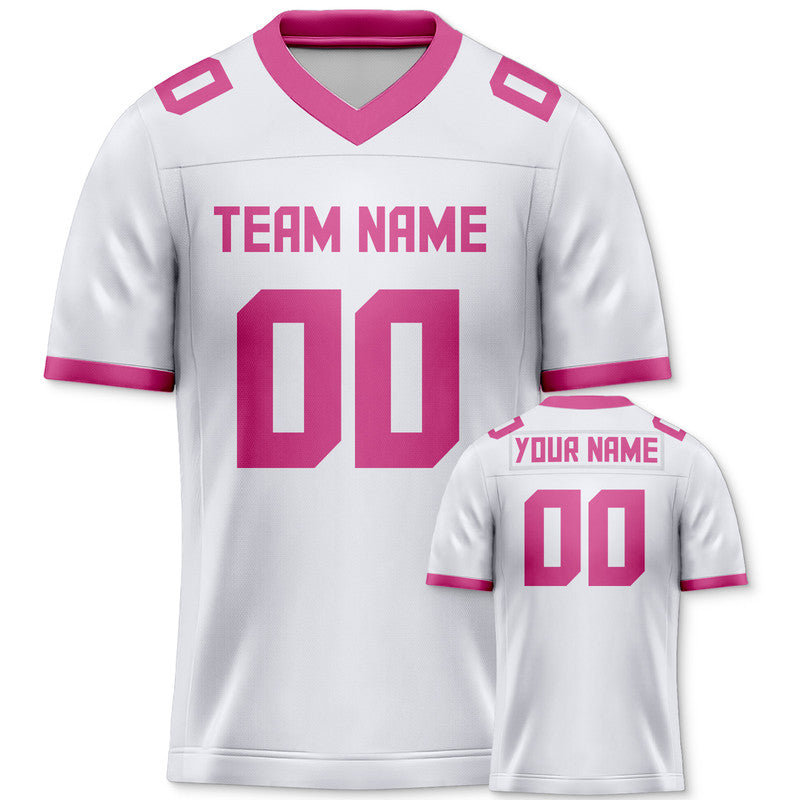 Custom White Pink Mesh Authentic Football Jersey