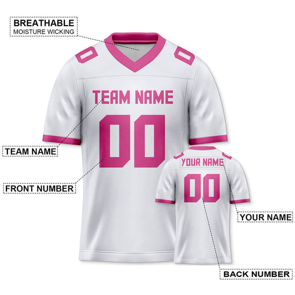 Custom White Pink Mesh Authentic Football Jersey