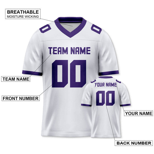 Custom White Purple Mesh Authentic Football Jersey