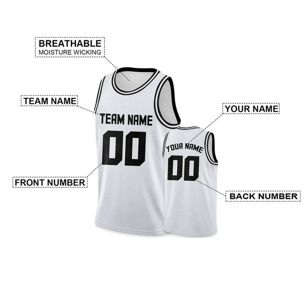 Custom White Black Authentic Basketball Jersey