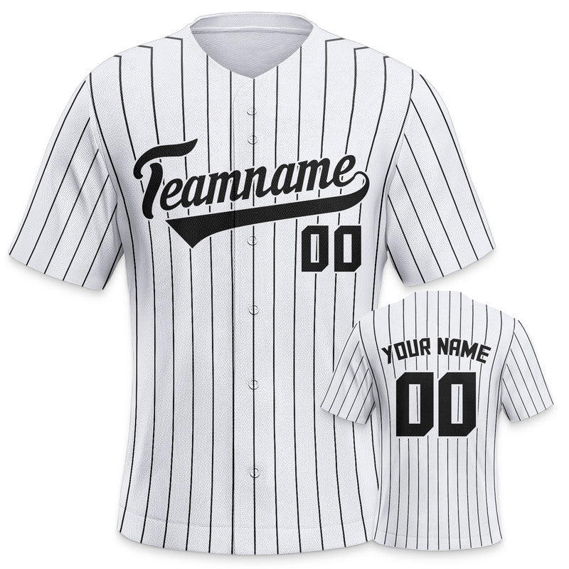 Custom White Gray Pinstripe Black Gray Authentic Baseball Jersey