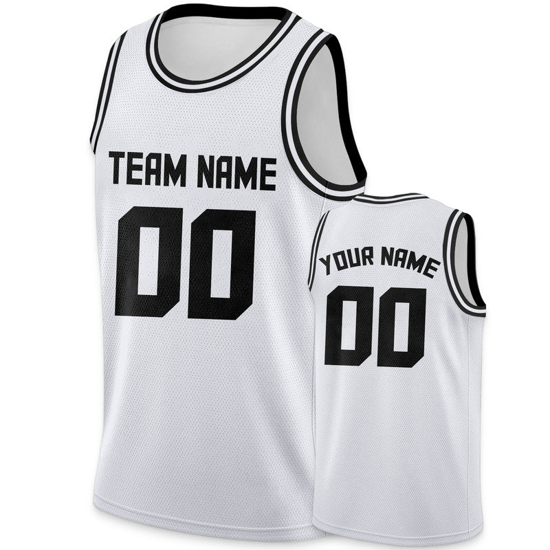 Custom White Black Authentic Basketball Jersey