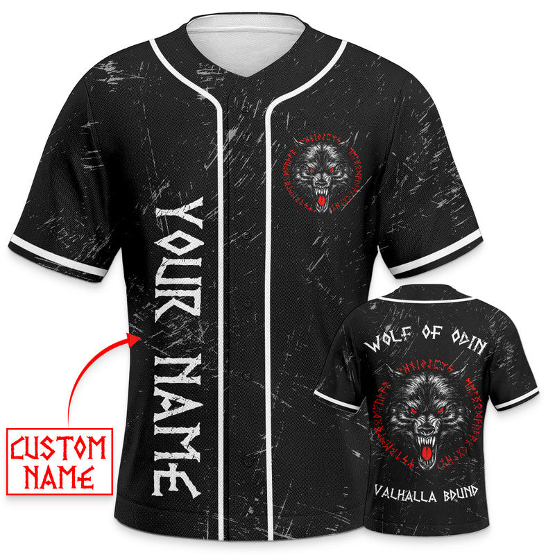 Wolf Of Odin Valhalla Bound Viking Personalized Baseball Jersey