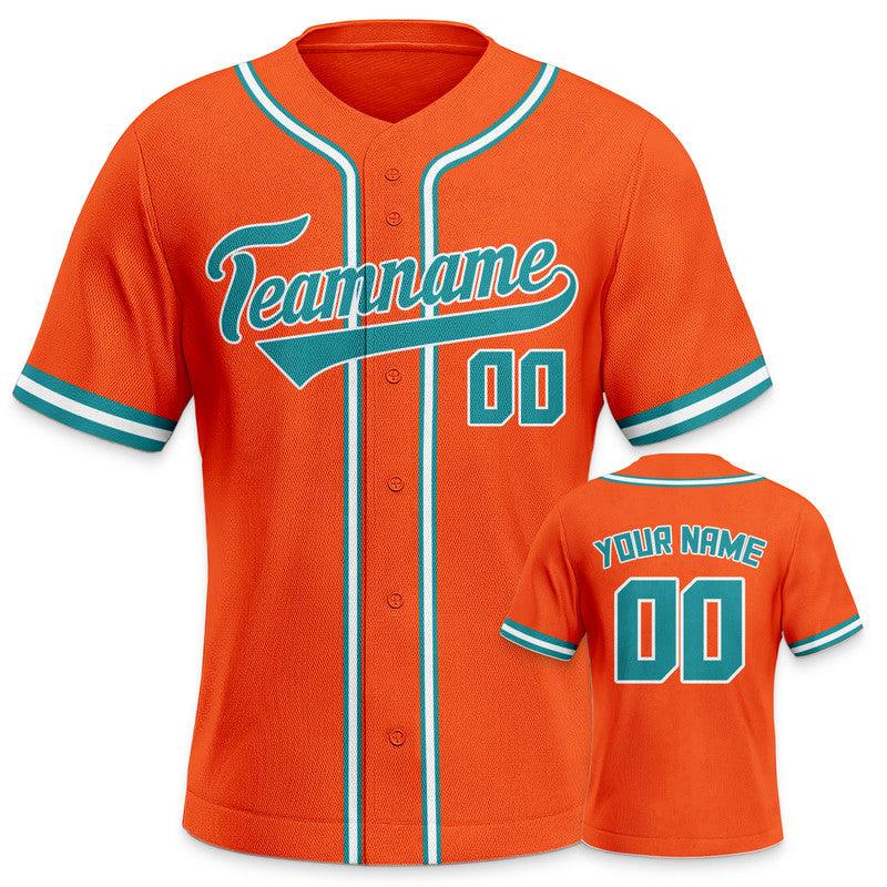 Custom Orange Aqua-White Authentic Baseball Jersey