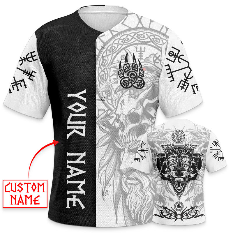 Black-White-Bear-Claws-Viking-Tattoo Custom Baseball Jersey