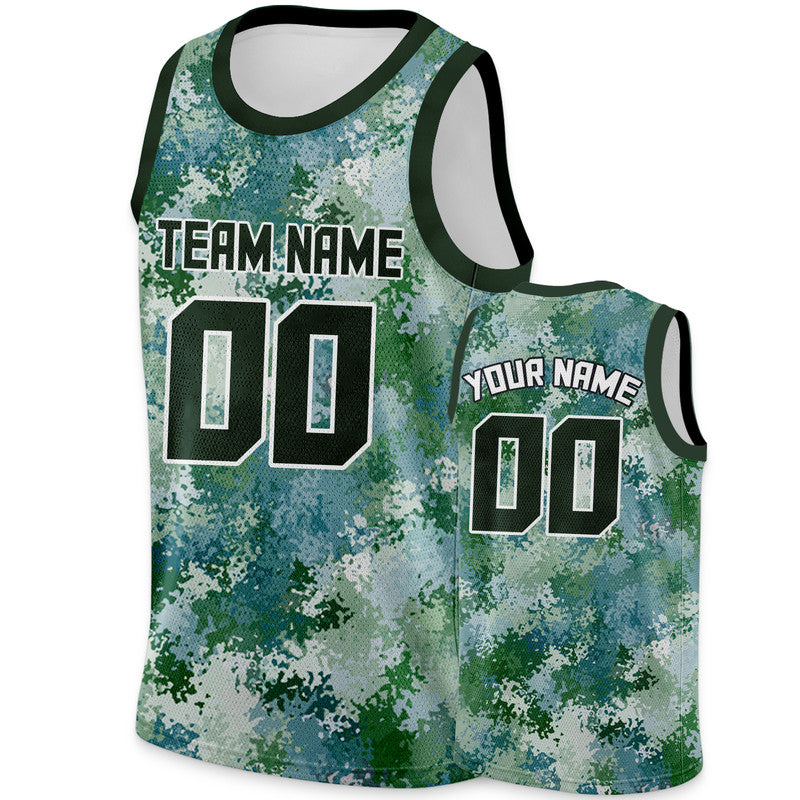 Custom Camo Kelly Green-White Authentic Salute To Service Basketball Jersey