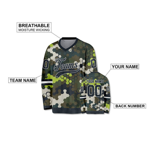 Custom Camo Balck-Neon Green Polygon Authentic Salute To Service Hockey Jersey