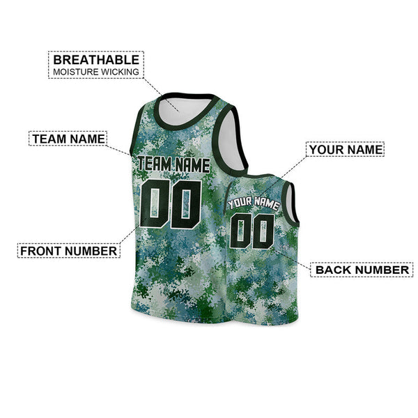 Custom Camo Kelly Green-White Authentic Salute To Service Basketball Jersey