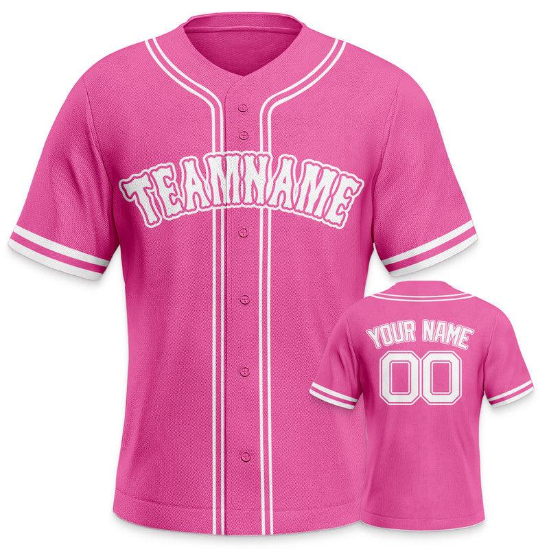 Custom Pink White Authentic Baseball Jersey-2