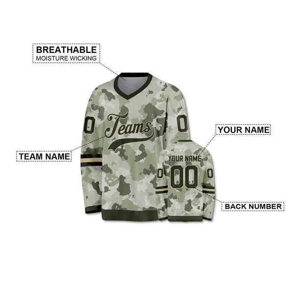 Custom Camo Olive-Black Authentic Salute To Service Hockey Jersey