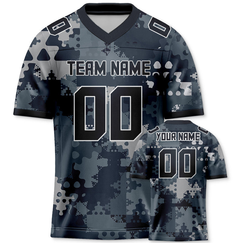 Custom Camo Black-White Puzzle Authentic Salute To Service Football Jersey