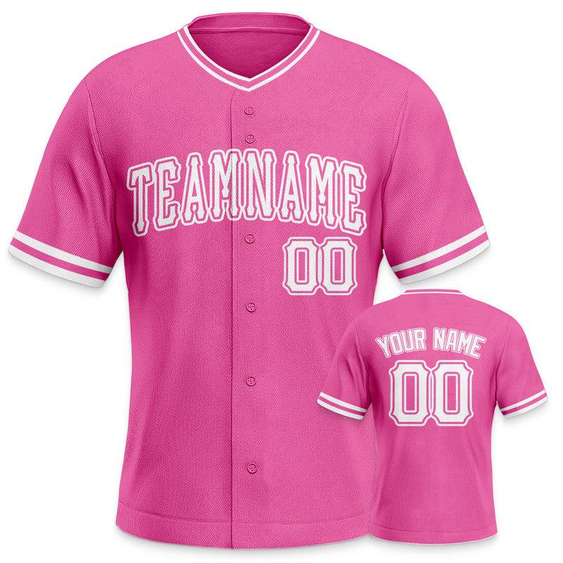 Custom Pink White Authentic Baseball Jersey-1