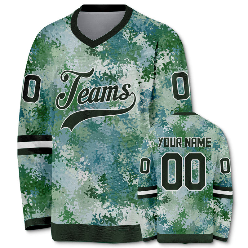 Custom Camo Kelly Green-White Authentic Salute To Service Hockey Jersey