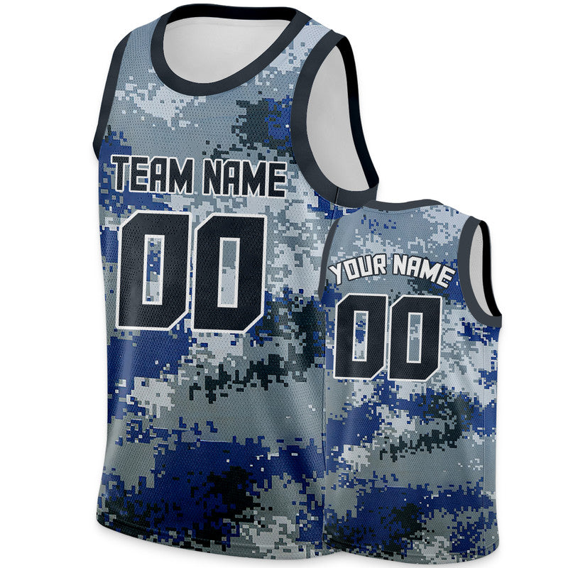 Custom Camo Blue-White Authentic Salute To Service Basketball Jersey