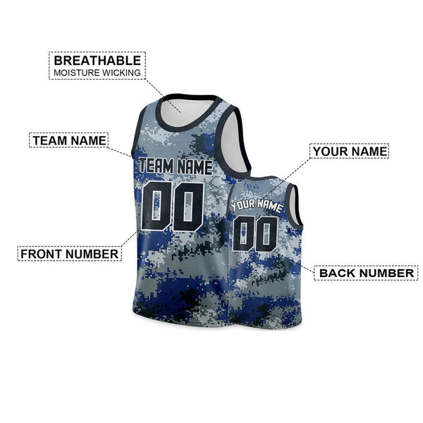 Custom Camo Blue-White Authentic Salute To Service Basketball Jersey