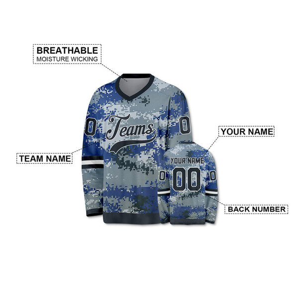 Custom Camo Blue-White Authentic Salute To Service Hockey Jersey