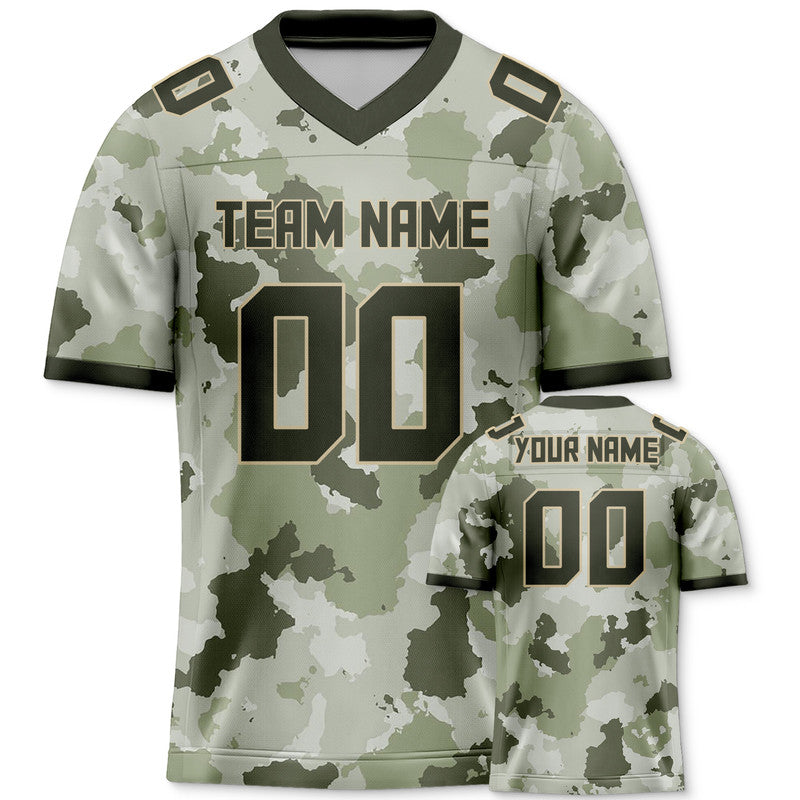 Custom Camo Olive-Black Authentic Salute To Service Football Jersey