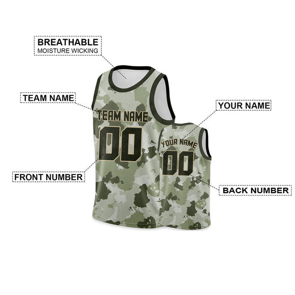 Custom Camo Olive-Black Authentic Salute To Service Basketball Jersey