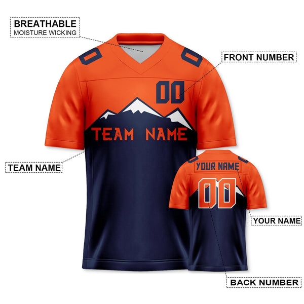 Custom Orange Navy-Black Concept Version Authentic Football Jersey